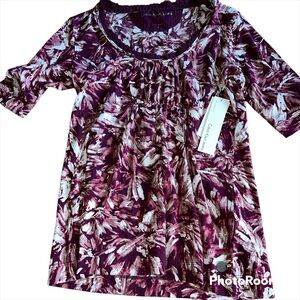 NWT Calvin Klein Cinched Cherry Red Blouse